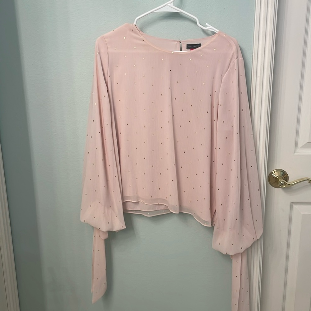 Vince Camuto Gilded Diamond Tie Cuff Blouse